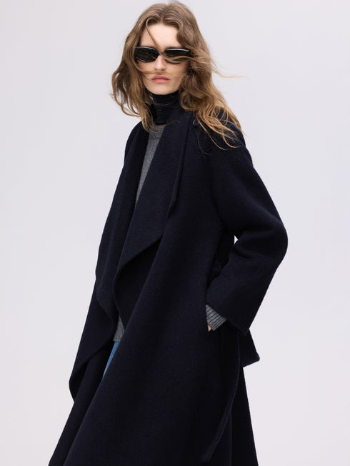 Asymmetric Wool Wrap Coat